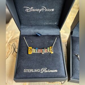 NEW Disney x Crislu Platinum Disneyland Marquee Necklace (signed) with bonus!